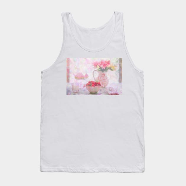 Strawberries & Cream Still Life Impressionist Painting Tank Top by BonBonBunny